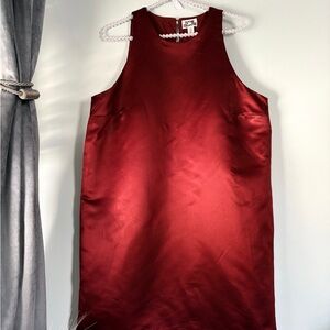 Satin Sleeveless Dress in Rich Red